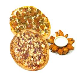 2 Large Gourmet Pizzas & 12 Wings
